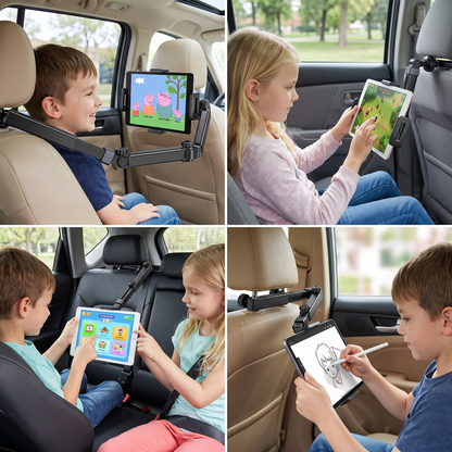 360° Rotating Car Headrest Tablet Holder – Back Seat Mount for Tablets