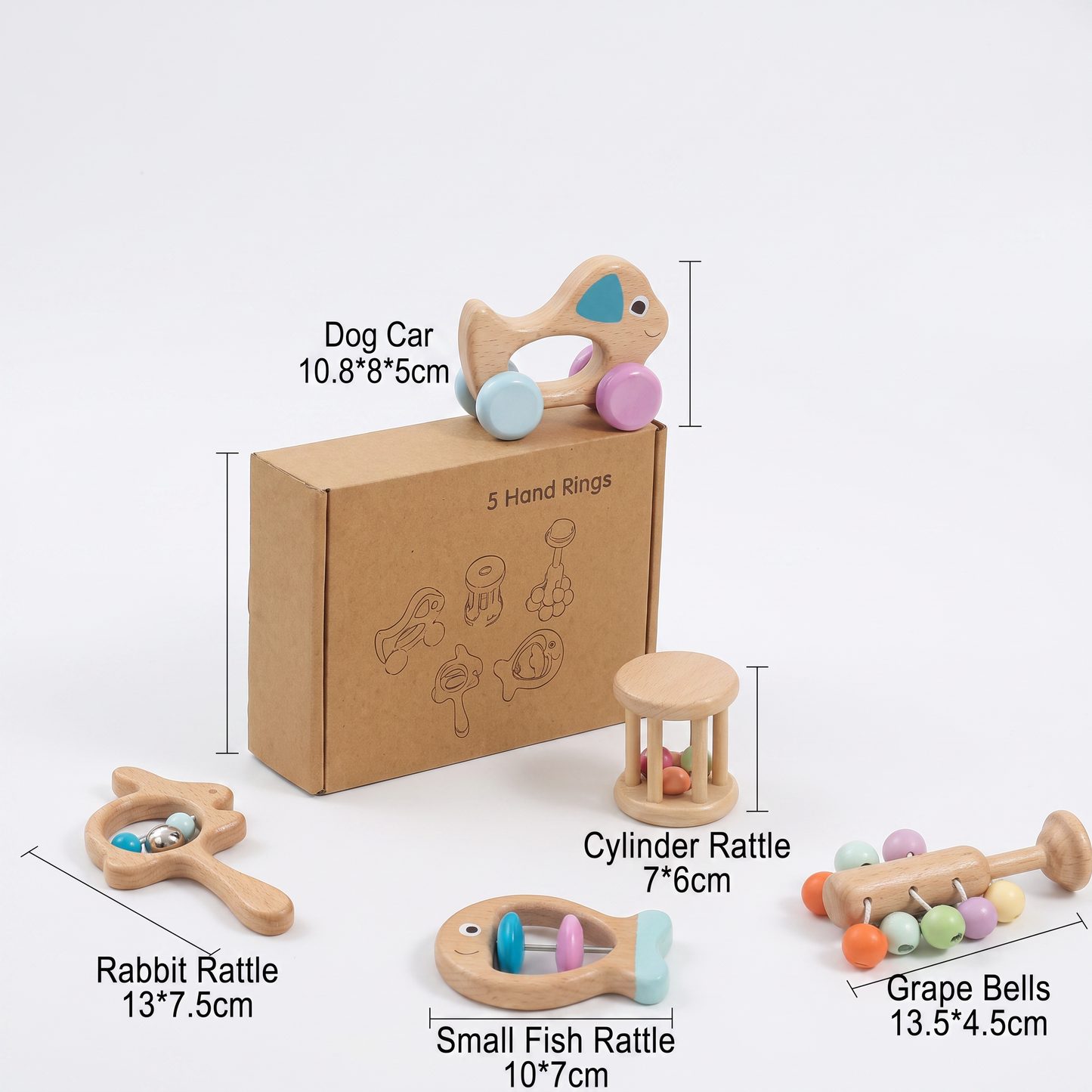 Wooden Baby Gift Set – Rattle & Musical Toy Set for Newborns