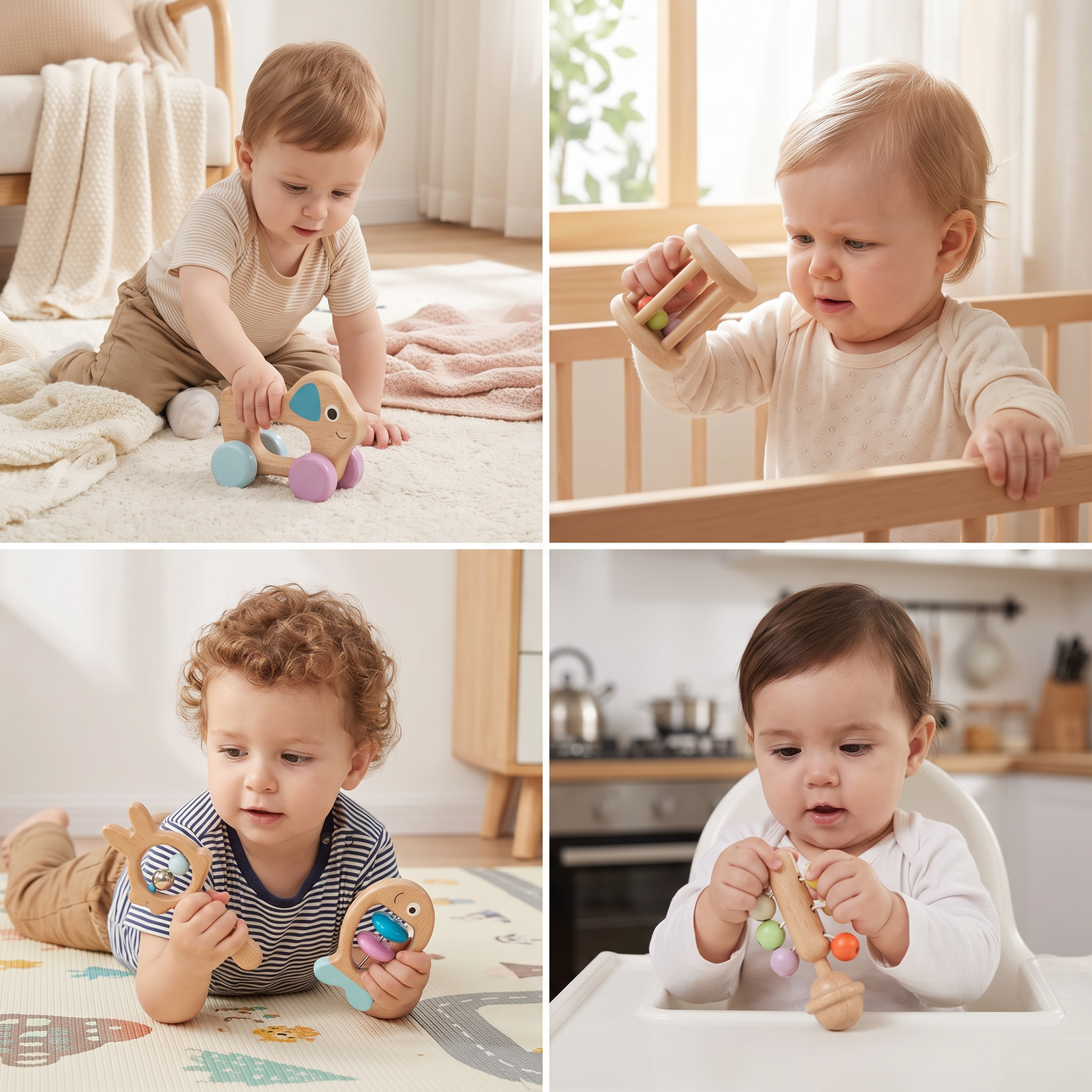 Wooden Baby Gift Set – Rattle & Musical Toy Set for Newborns