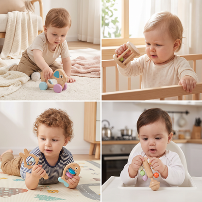 Wooden Baby Gift Set – Rattle & Musical Toy Set for Newborns