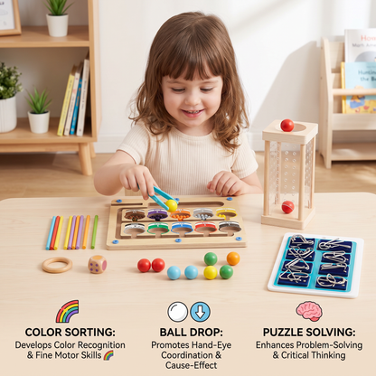 3-piece Montessori Learning & Puzzle Activity Set for Kids