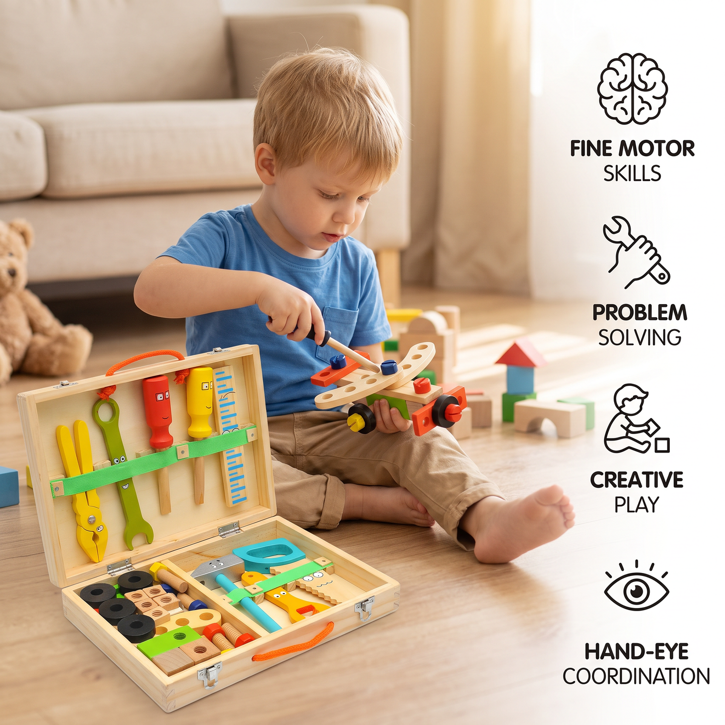 WoodyBox - Montessori Wooden Toolbox