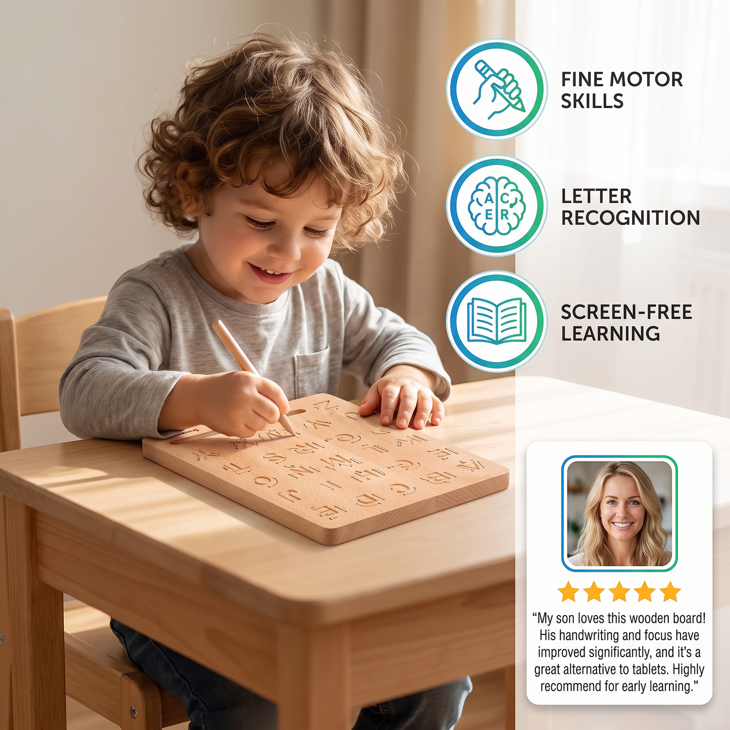 Wooden Letter Board for Learning to Write