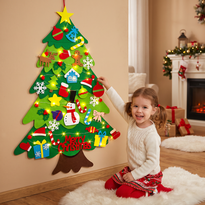 Montessori Felt Christmas Tree With Fairy Lights