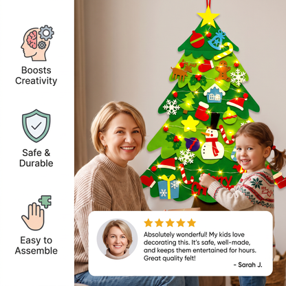 Montessori Felt Christmas Tree With Fairy Lights