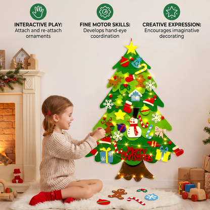 Montessori Felt Christmas Tree With Fairy Lights