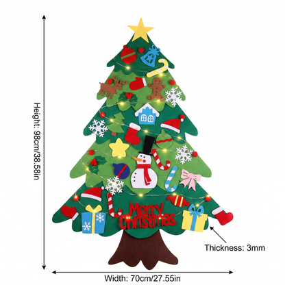 Montessori Felt Christmas Tree With Fairy Lights