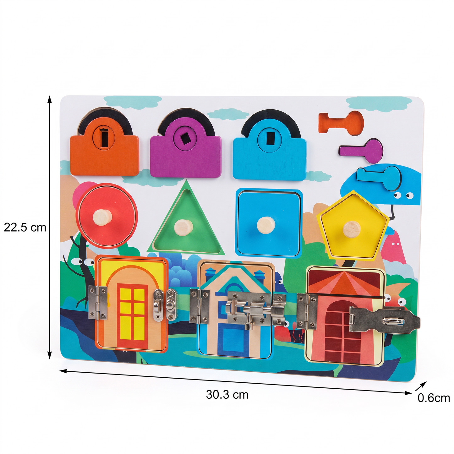 Montessori Busy Board Puzzle – Early Education Key Lock Unlock Toy for Boys and Girls