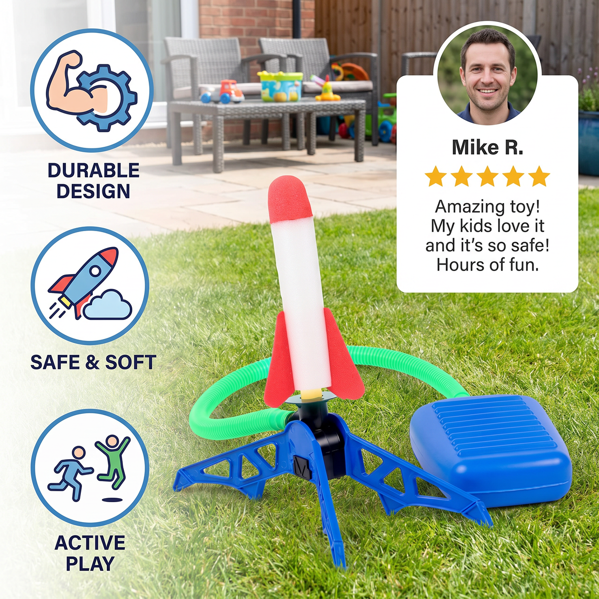 Children's foam rocket launcher