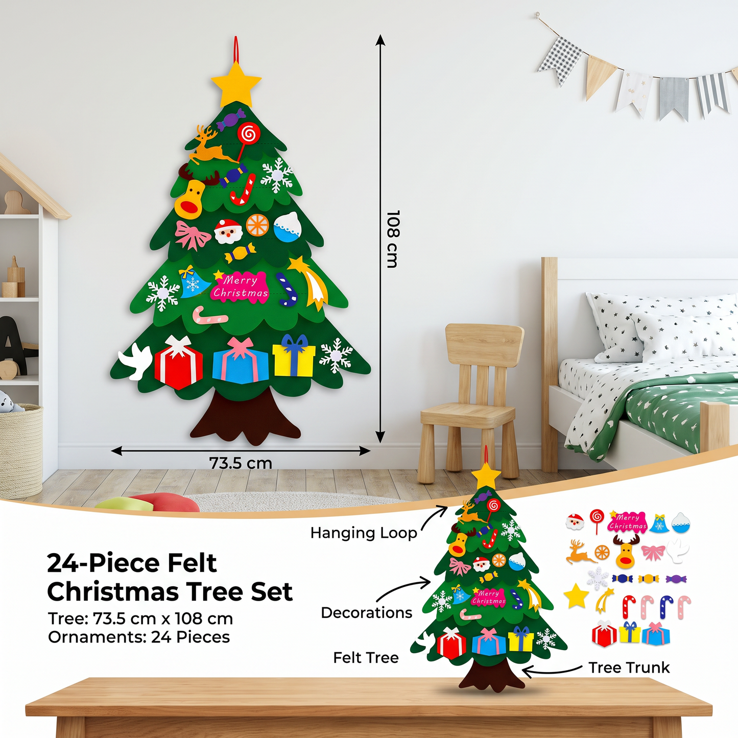 ChristmasFelt - Montessori 3D Felt Christmas Tree