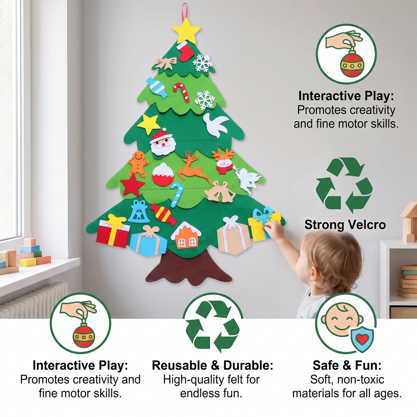 ChristmasFelt - Montessori 3D Felt Christmas Tree