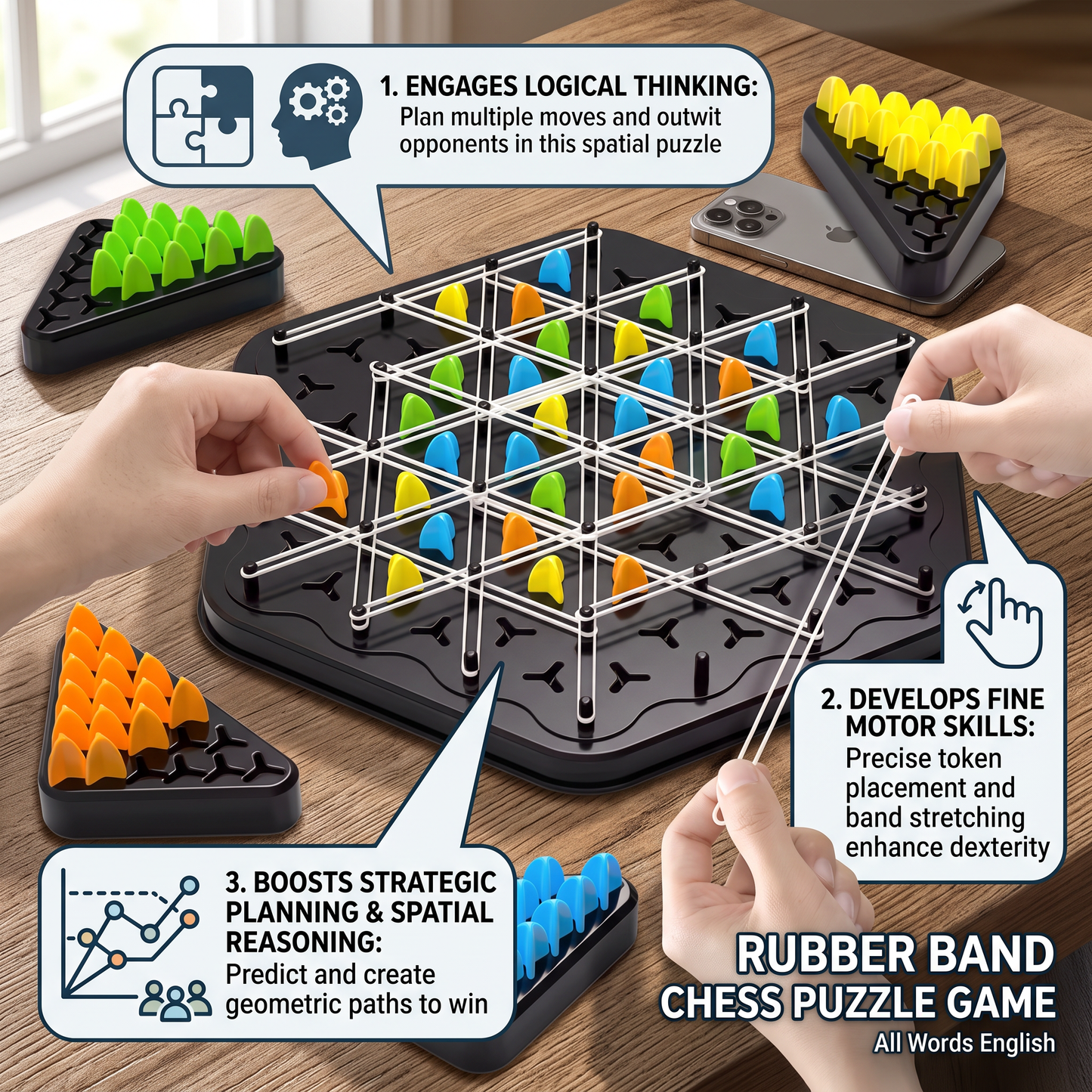 Rubber Band Chess Puzzle Game