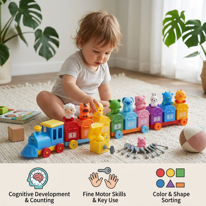 Educational Montessori Farm Number Train Toy