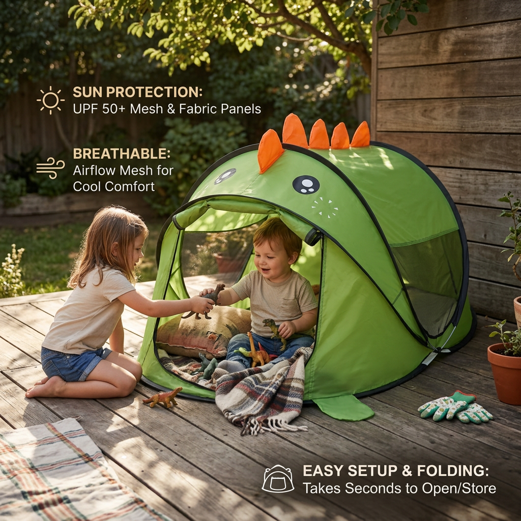 Foldable Dino Play Tent for Kids – Perfect for Warm Days & Cozy Playtime
