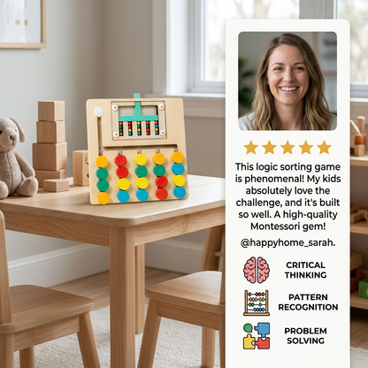 Wooden Four-Colour Logic Sorting Game – Montessori Learning & Thinking Toy for Kids