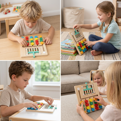 Wooden Four-Colour Logic Sorting Game – Montessori Learning & Thinking Toy for Kids
