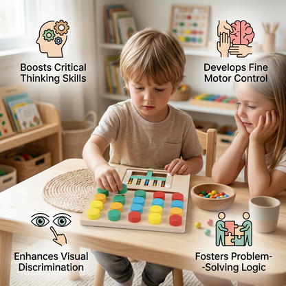Wooden Four-Colour Logic Sorting Game – Montessori Learning & Thinking Toy for Kids