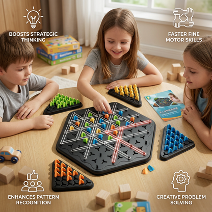 Rubber band triangle chess family game