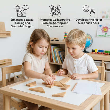 Wooden Tangram Puzzle – Montessori Geometry Learning Toy for Kids