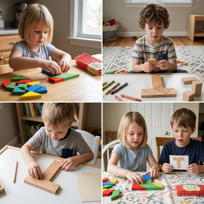 Wooden Tangram Puzzle – Montessori Geometry Learning Toy for Kids