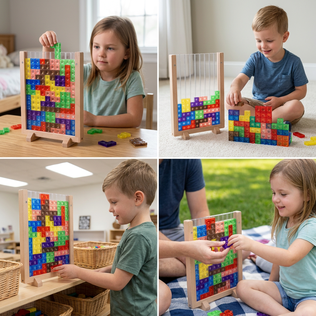 3D Colour Block Puzzle with Wooden Frame – Montessori Learning Toy