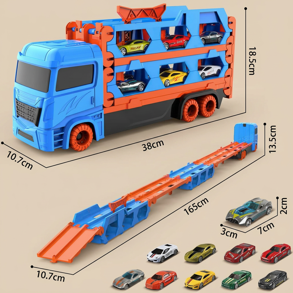 Car Play Truck with Foldable Catapult Race Track