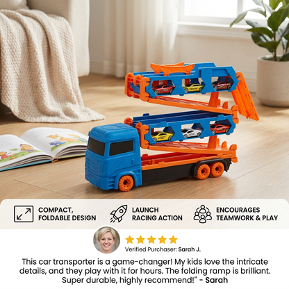 Car Play Truck with Foldable Catapult Race Track
