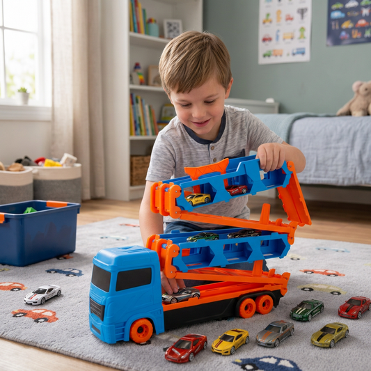 Car Play Truck with Foldable Catapult Race Track
