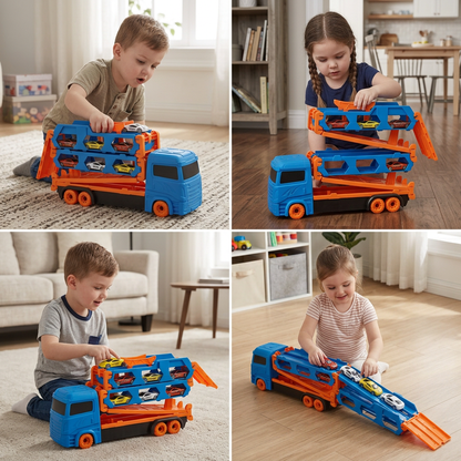 Car Play Truck with Foldable Catapult Race Track