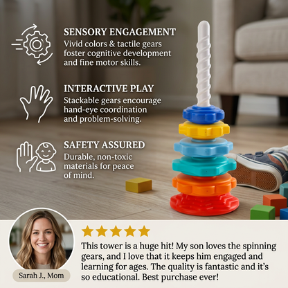 Rainbow spinning and colour tower toy