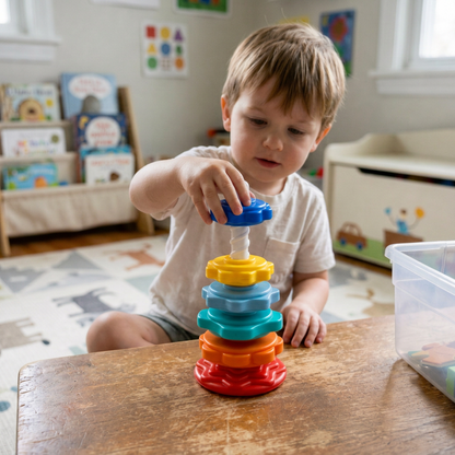 Rainbow spinning and colour tower toy