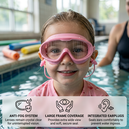 Kids Swimming goggles with large frames and anti-fog system