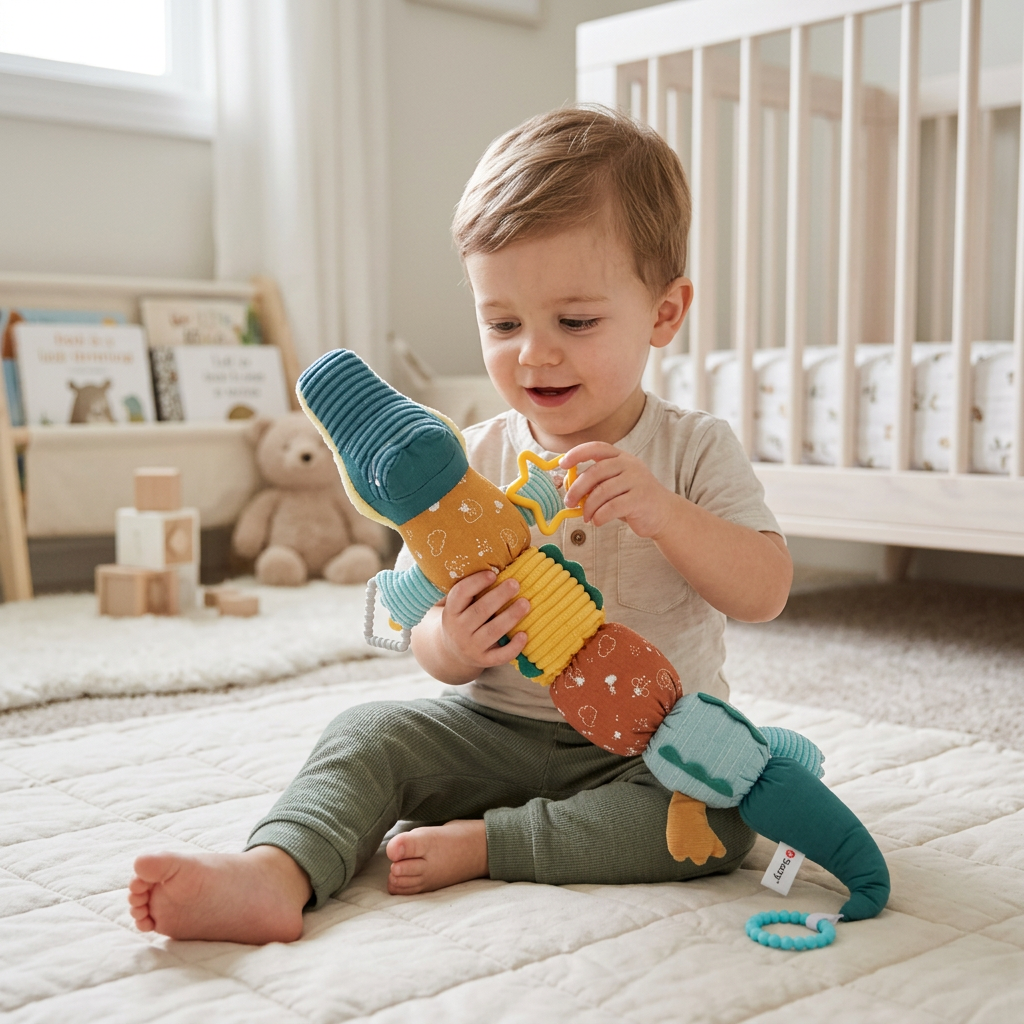 Sensory Plush Rattle and Music Crocodile