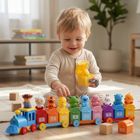 Educational Montessori Farm Number Train Toy