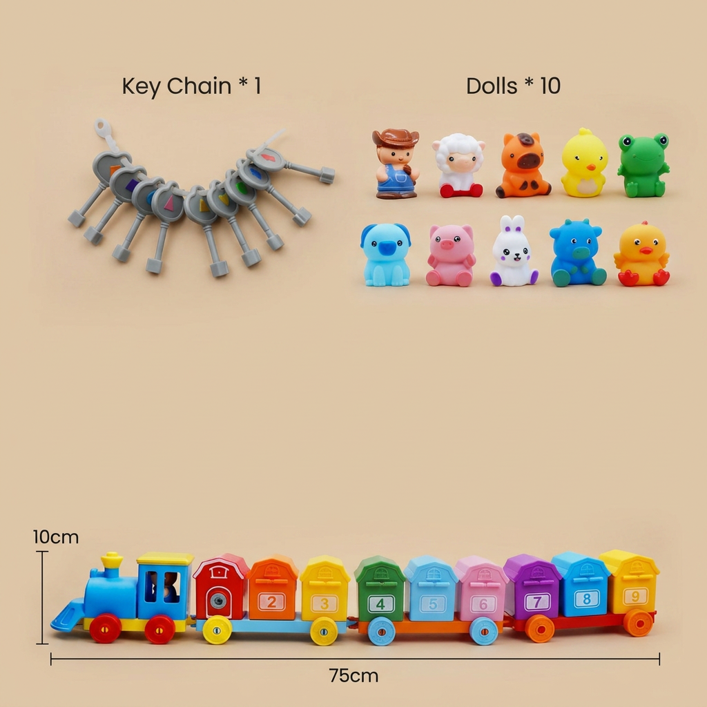 Educational Montessori Farm Number Train Toy