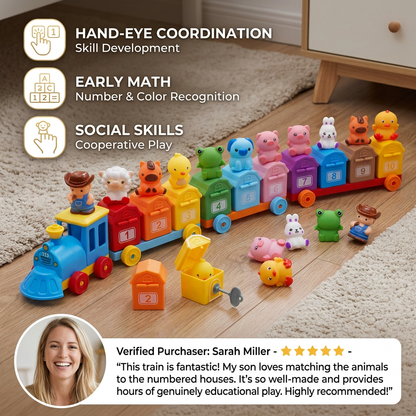 Educational Montessori Farm Number Train Toy
