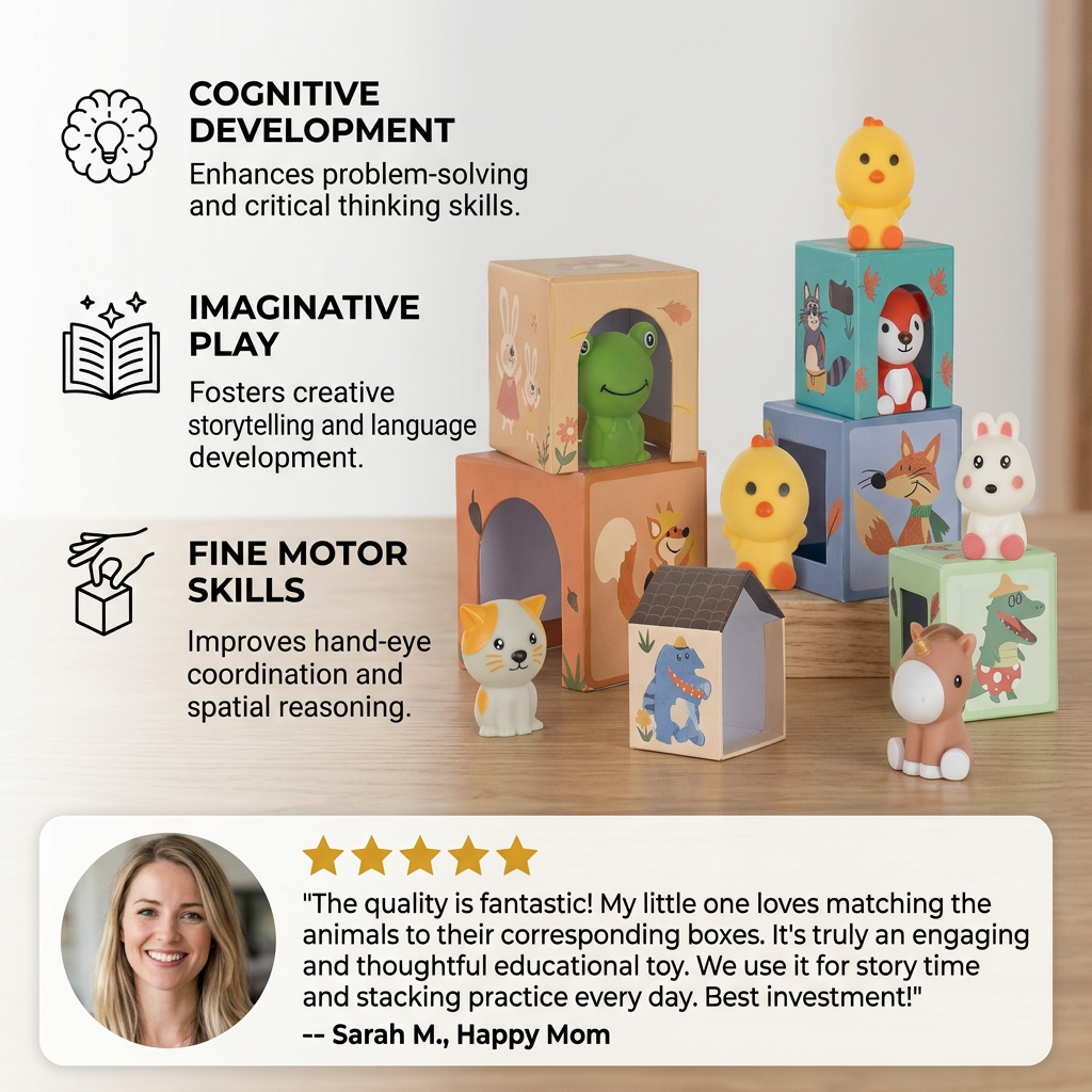 Educational farm finger puppet stacking game