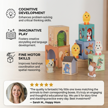 Educational farm finger puppet stacking game