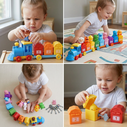 Educational Montessori Farm Number Train Toy