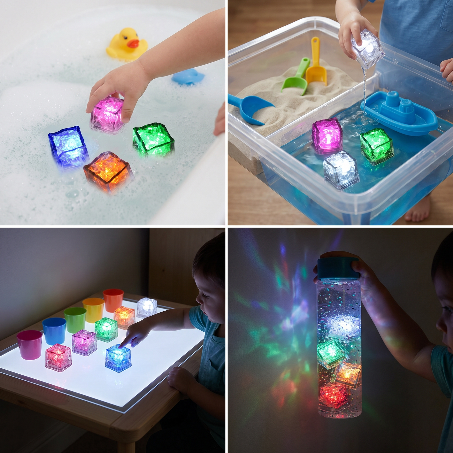 Light-up bath cubes toy for children Set of 6