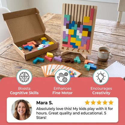Montessori wooden blocks and shapes game