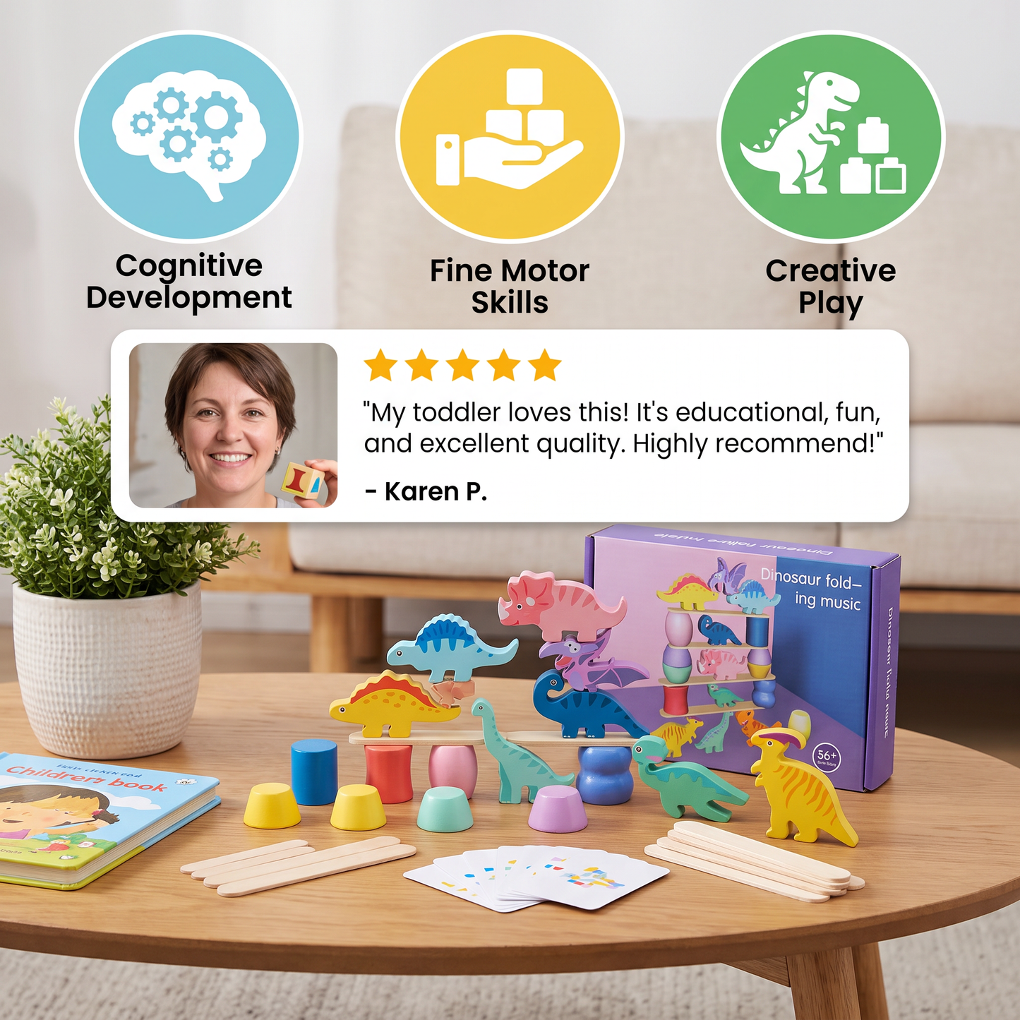 Montessori Dinosaur Stacking Game