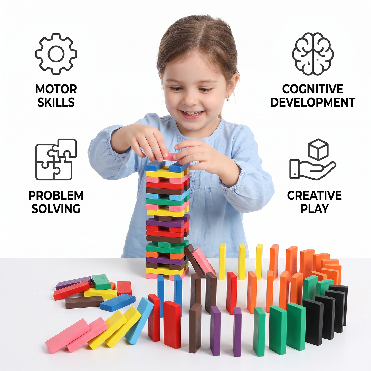 Montessori Wooden Domino Stones