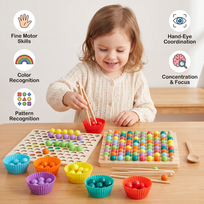 Montessori Wooden Bead Sorting Game