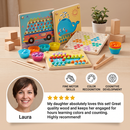 Montessori Wooden Bead Sorting Game