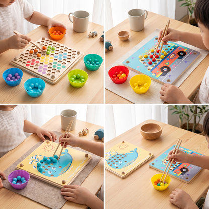 Montessori Wooden Bead Sorting Game