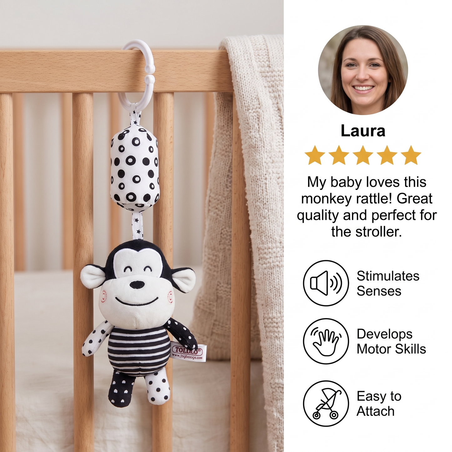 Baby Rattle Stuffed Animals for Cribs and Strollers