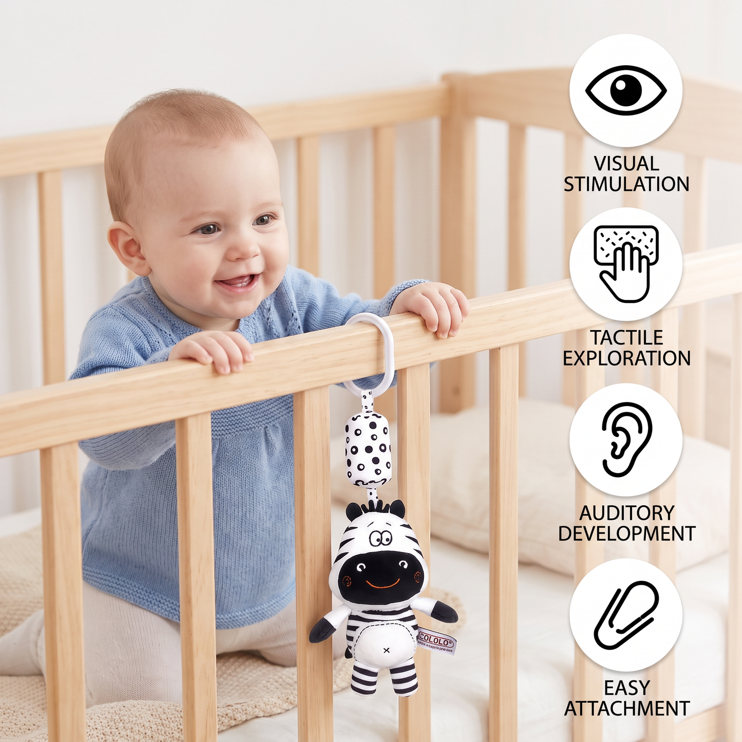 Baby Rattle Stuffed Animals for Cribs and Strollers