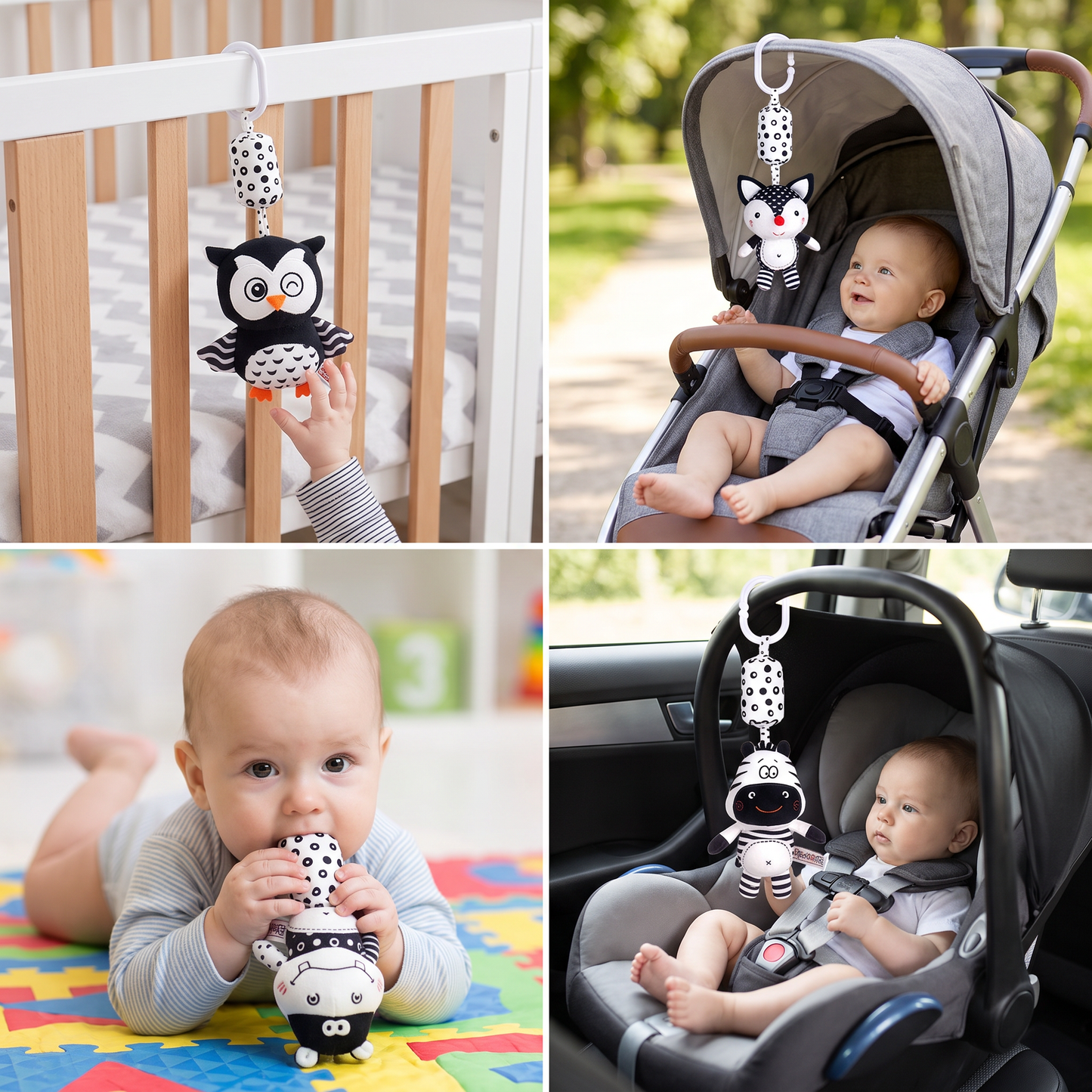 Baby Rattle Stuffed Animals for Cribs and Strollers