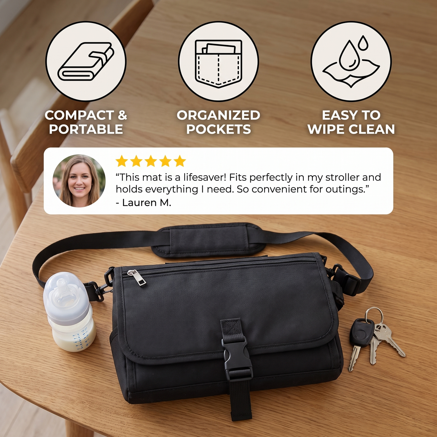 Compact Changing Mat with Pockets for On-the-Go